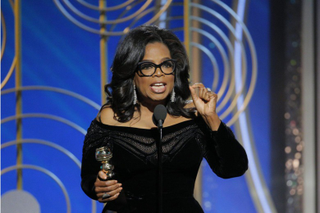 Oprah Winfrey accepts the 2018 Cecil B. DeMille Award during the 75th Annual Golden Globe Awards on Sunday, 7Jan. 7, 2017, in Beverly Hills, Calif. (Paul Drinkwater/NBCUniversal)
